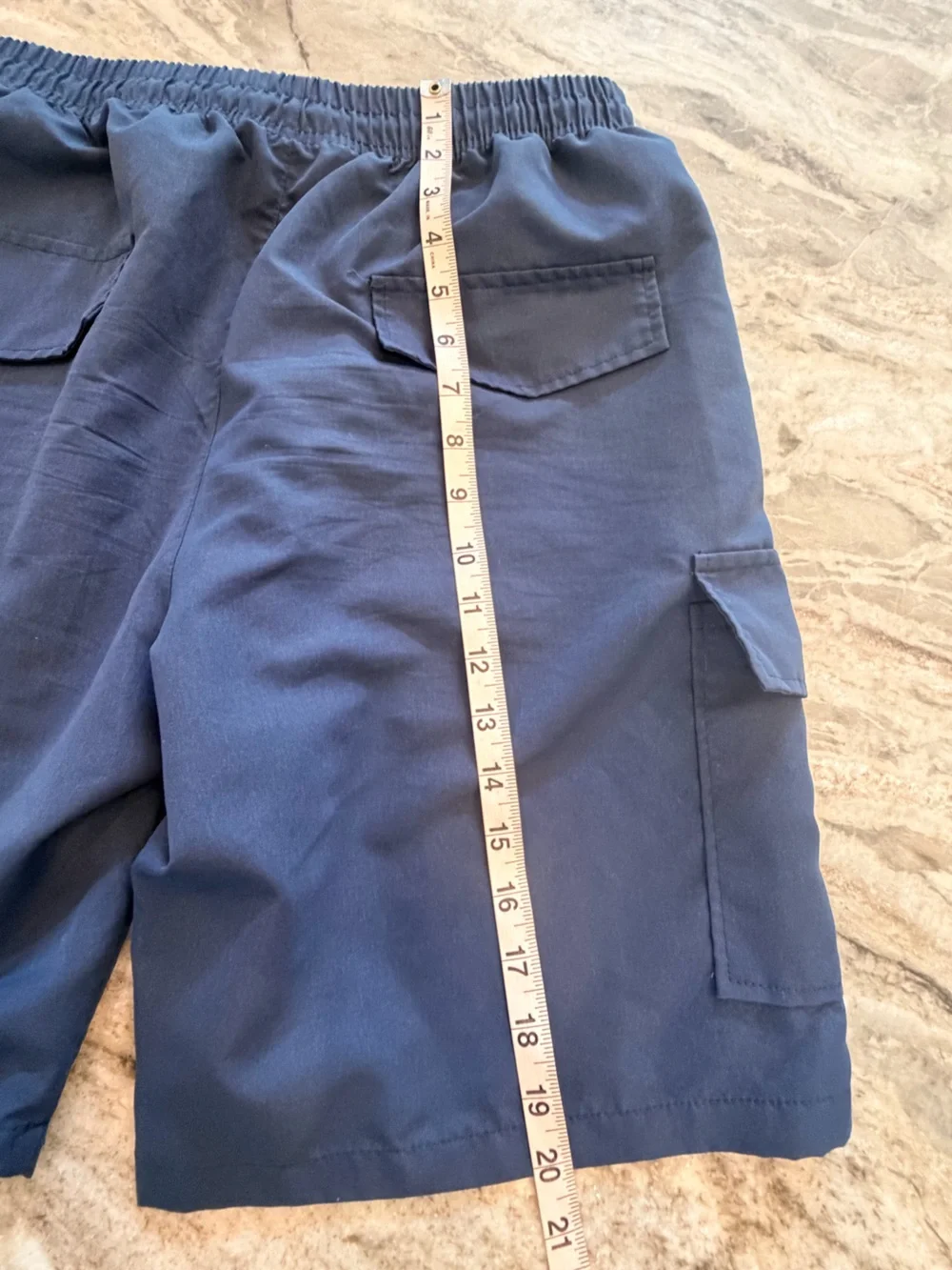 FS Fashion Men’s Large Navy Cargo Jogger shorts Drawstring Elastic Waist